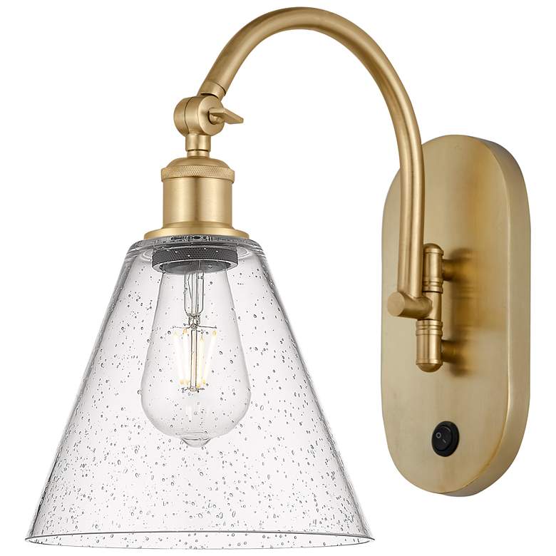Image 1 Ballston Berkshire Glass 8" LED Sconce - Gold Finish - Seedy Shade