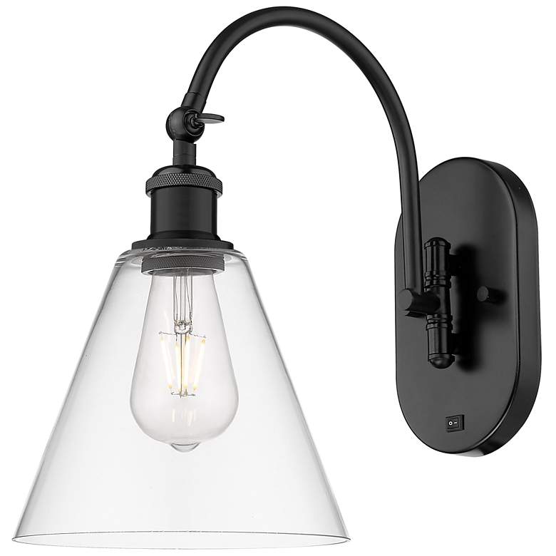 Image 1 Ballston Berkshire Glass 8" LED Sconce - Matte Black Finish - Clear Sh