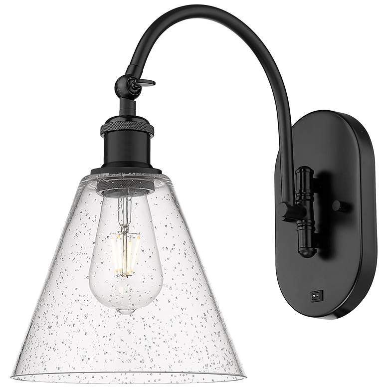 Image 1 Ballston Berkshire Glass 8" LED Sconce - Matte Black Finish - Seedy Sh