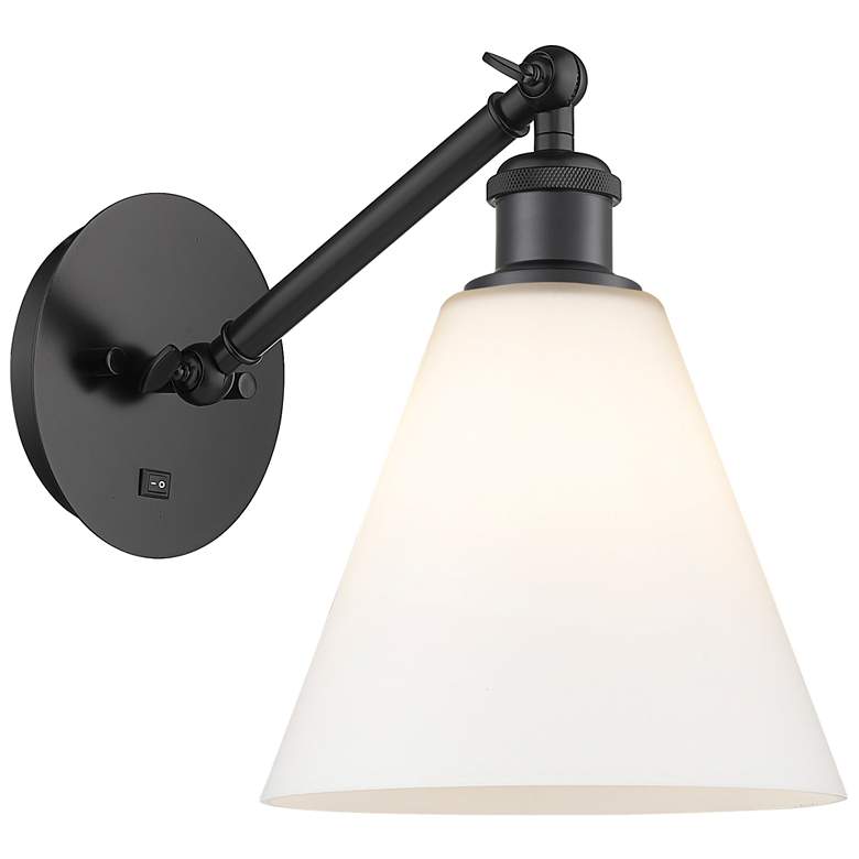 Image 1 Ballston Berkshire Glass 8" LED Sconce - Matte Black Finish - White Sh