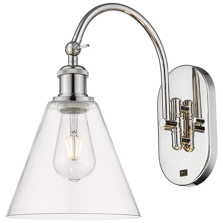 Image 1 Ballston Berkshire Glass 8" LED Sconce - Nickel Finish - Clear Shade