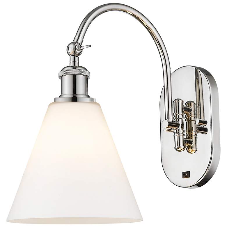 Image 1 Ballston Berkshire Glass 8" LED Sconce - Nickel Finish - Matte White S
