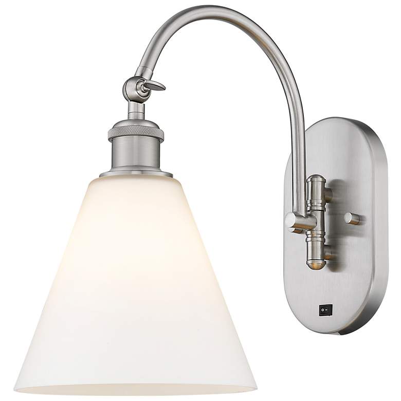 Image 1 Ballston Berkshire Glass 8" LED Sconce - Nickel Finish - Matte White S
