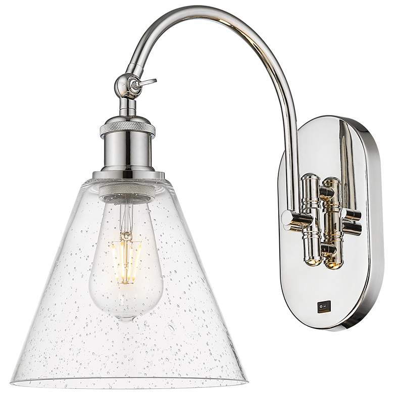 Image 1 Ballston Berkshire Glass 8" LED Sconce - Nickel Finish - Seedy Shade