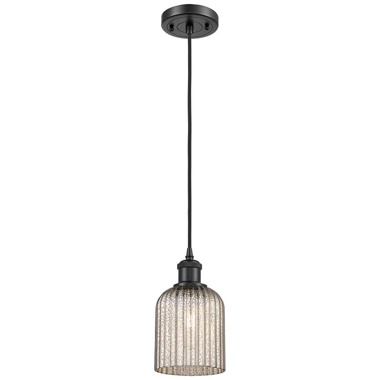 Image 1 Ballston Boreas 3" Cord Hung Mini Pendant Black Brass - 11"H Striped White