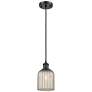 Ballston Boreas 3" Cord Hung Mini Pendant Black Brass - 11"H Striped White