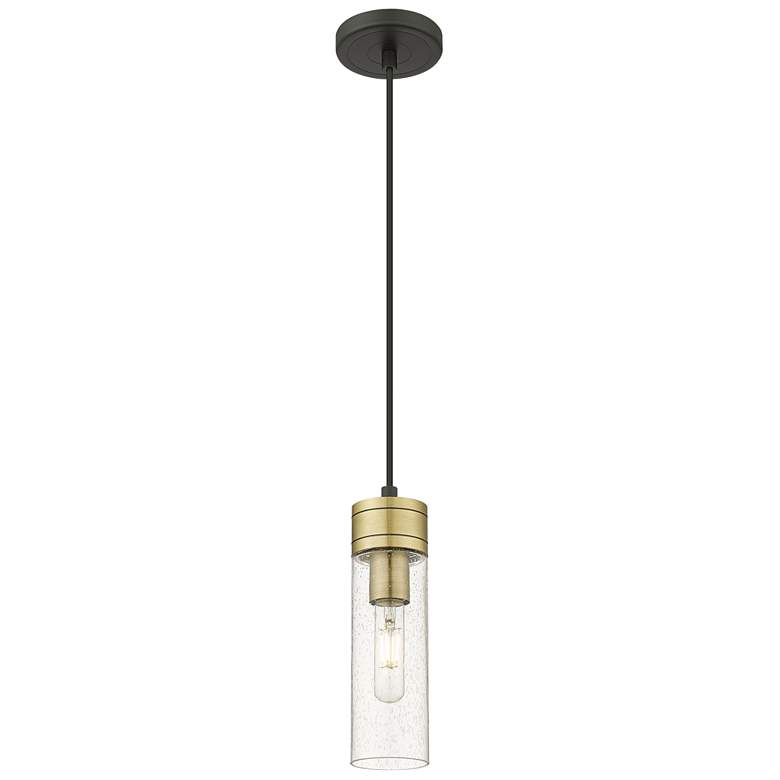 Image 1 Ballston Boreas 3" Cord Hung Mini Pendant Black Brass w/ 11"H Clear Shade