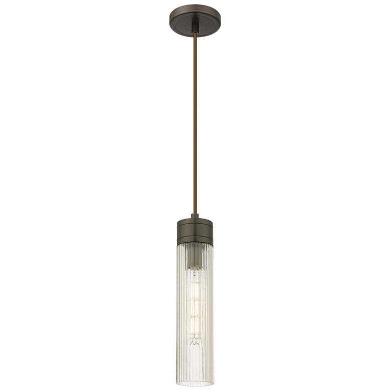 Image 1 Ballston Boreas 3" Cord Hung Mini Pendant Black Brass w/ 11"H Smoke Shade