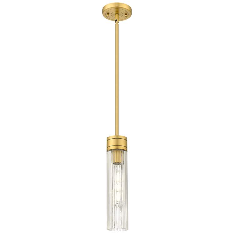 Image 1 Ballston Boreas 3" Cord Hung Mini Pendant Black Brass w/ 8"H Clear Shade