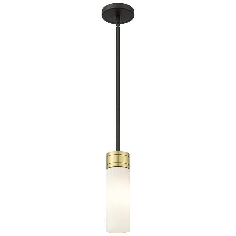Image 1 Ballston Boreas 3" Cord Hung Mini Pendant Black Brass w/ 8"H Seedy Shade