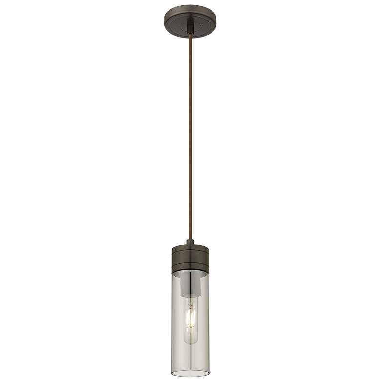 Image 1 Ballston Boreas 3" Cord Hung Mini Pendant Black Brass w/ 8"H Striped Clear