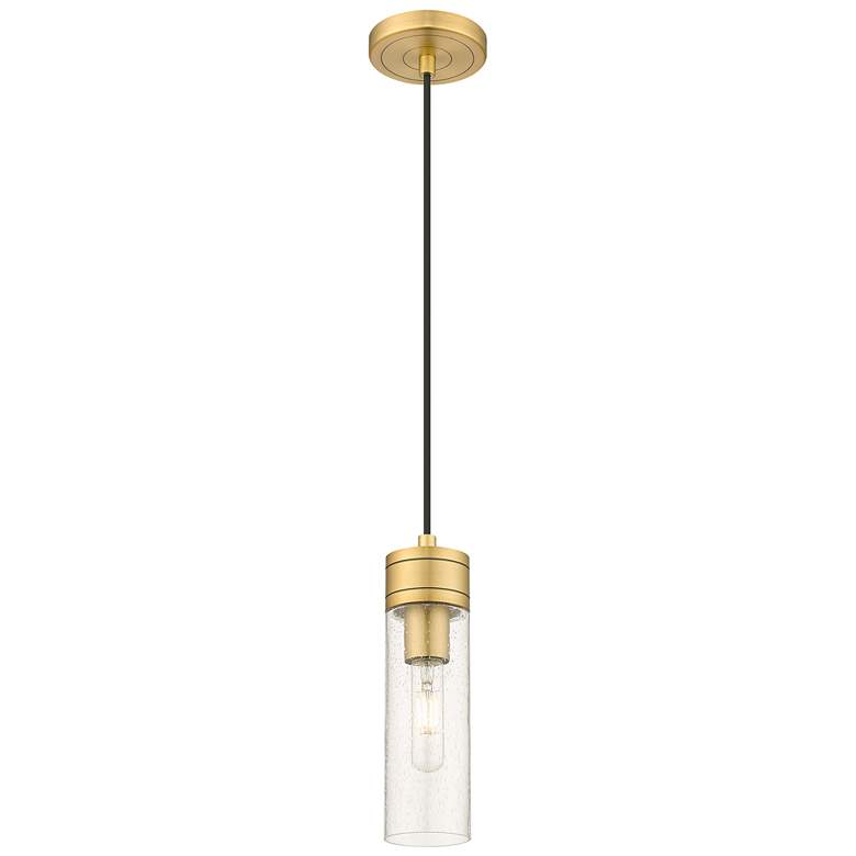Image 1 Ballston Boreas 3" Cord Hung Mini Pendant Black Brass w/ 8"H Striped White