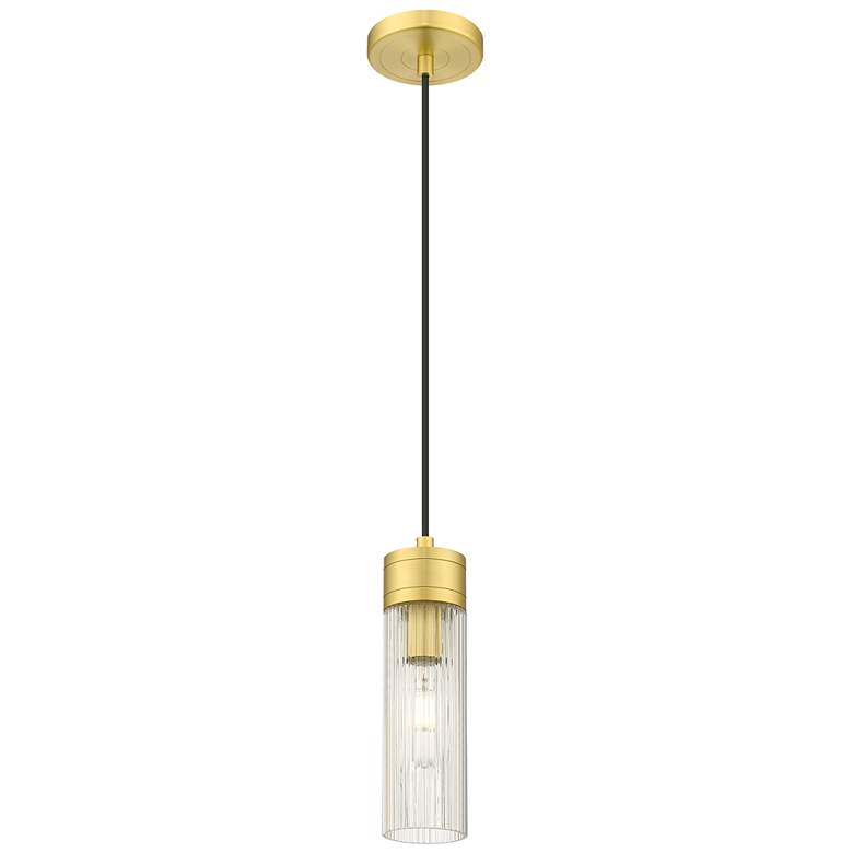 Image 1 Ballston Boreas 3" Cord Hung Mini Pendant Black w/ 11"H Deco Swirl Shade