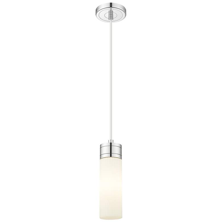 Image 1 Ballston Boreas 3" Cord Hung Mini Pendant Black w/ 11"H Striped Clear Shade