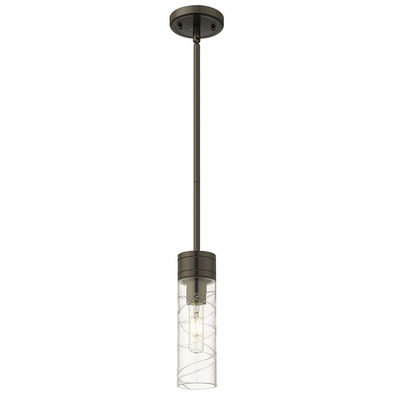 Image 1 Ballston Boreas 3" Cord Hung Mini Pendant Black w/ 11"H Striped White Shade