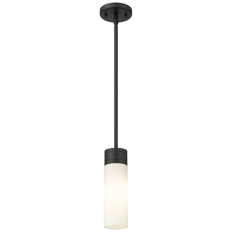 Image 1 Ballston Boreas 3" Cord Hung Mini Pendant Black w/ 8"H Deco Swirl Shade