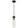 Ballston Boreas 3" Cord Hung Mini Pendant Black w/ 8"H Striped Clear Shade