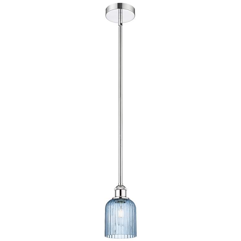 Image 1 Ballston Boreas 3" Cord Hung Mini Pendant Brass w/ 8"H Deco Swirl Shade