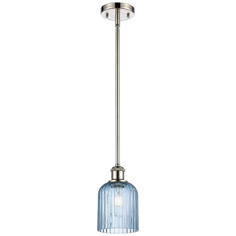 Image 1 Ballston Boreas 3" Cord Hung Mini Pendant Brass w/ 8"H Striped White Shade