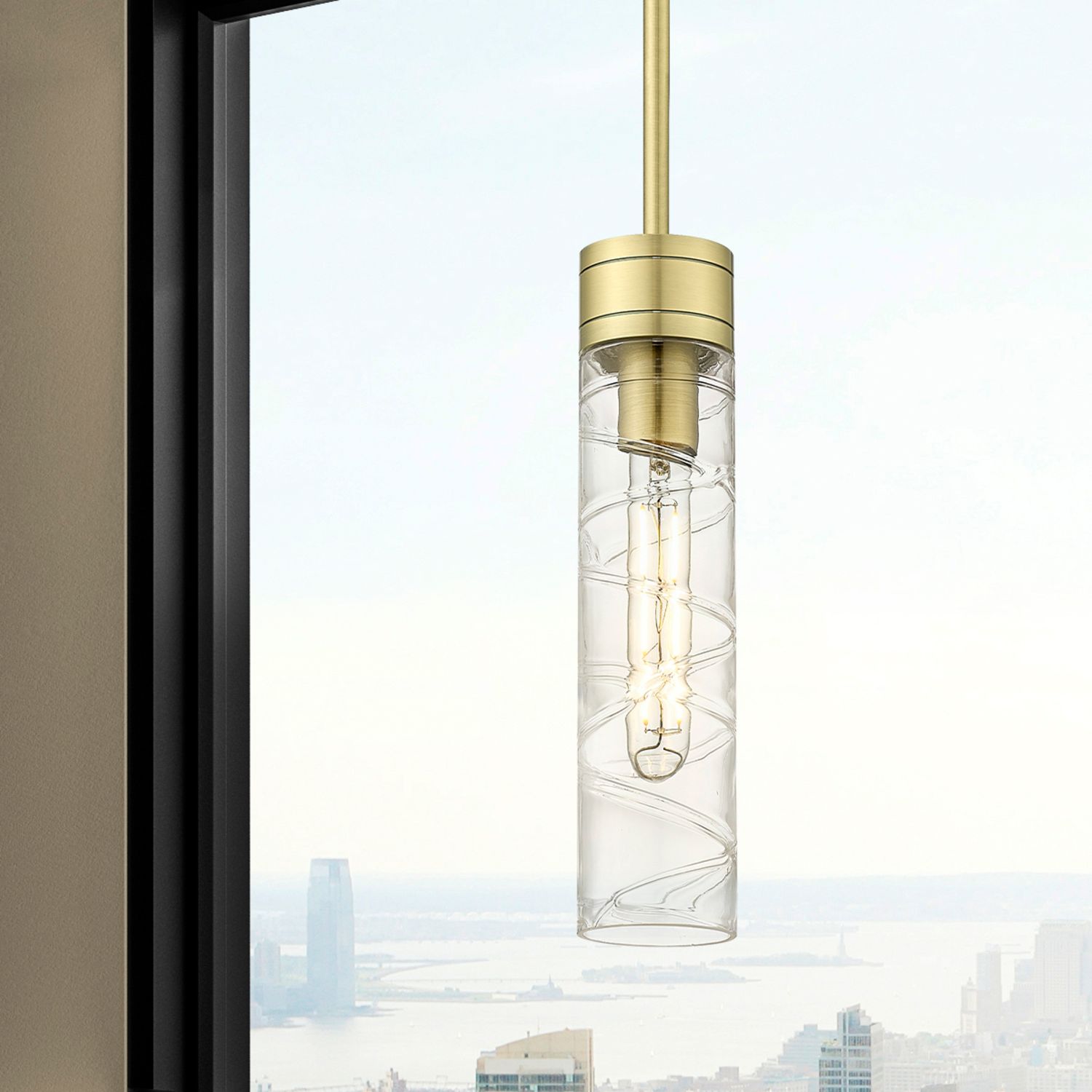 Image 2 Ballston Boreas 3" Cord Hung Mini Pendant Bronze w/ 11"H Clear Shade more views