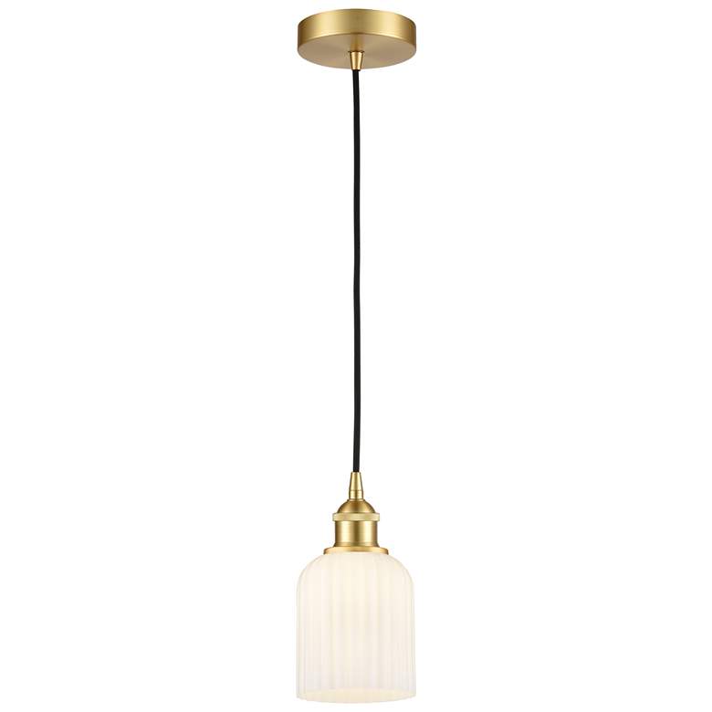 Image 1 Ballston Boreas 3" Cord Hung Mini Pendant Bronze w/ 8"H Seedy Shade
