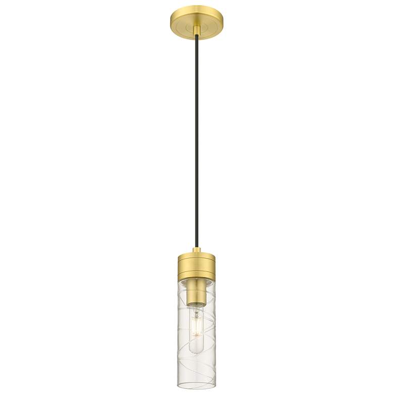 Image 1 Ballston Boreas 3" Cord Hung Mini Pendant Brushed Brass w/ 11"H Seedy Shade