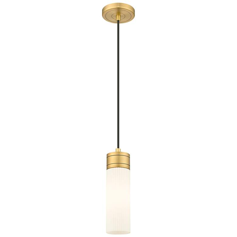 Image 1 Ballston Boreas 3" Cord Hung Mini Pendant Gold w/ 8"H Deco Swirl Shade