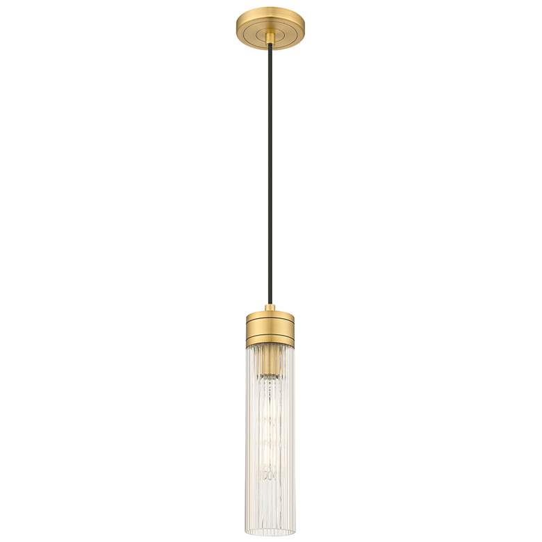 Image 1 Ballston Boreas 3" Cord Hung Mini Pendant Gold w/ 8"H Light Smoke Shade