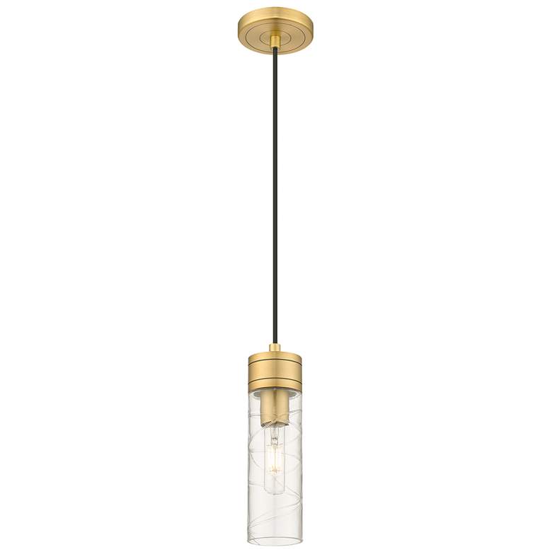 Image 1 Ballston Boreas 3" Cord Hung Mini Pendant Polished Nickel-8"H Stripe Clear