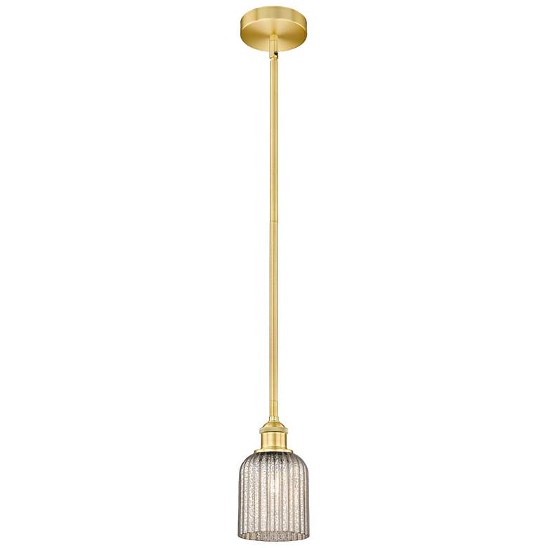 Image 1 Ballston Boreas 3" Cord Hung Mini Pendant Satin Gold w/ 11"H Clear Shade