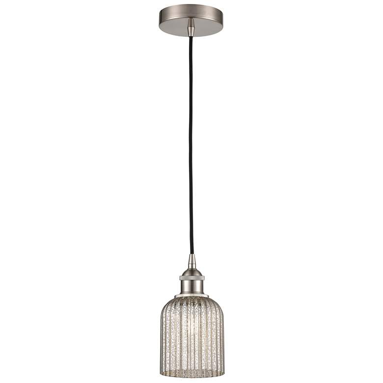 Image 1 Ballston Boreas 3" Cord Hung Mini Pendant Satin Gold w/ 11"H Seedy Shade