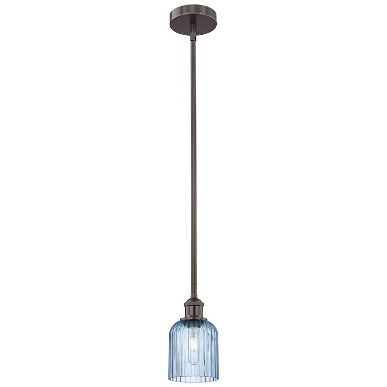 Image 1 Ballston Boreas 3" Cord Hung Mini Pendant Satin Nickel -11"H Striped Clear