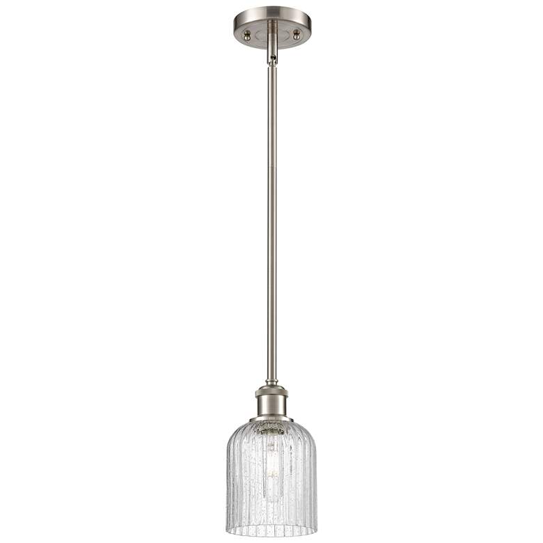 Image 1 Ballston Boreas 3" Cord Hung Mini Pendant Satin Nickel w/ 8"H Seedy Shade
