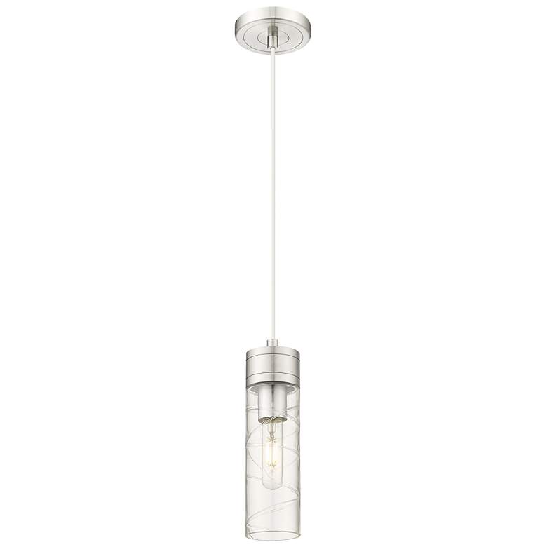 Image 1 Ballston Boreas 3" Cord Hung Mini Pendant Satin Nickel w/ 8"H Smoke Shade