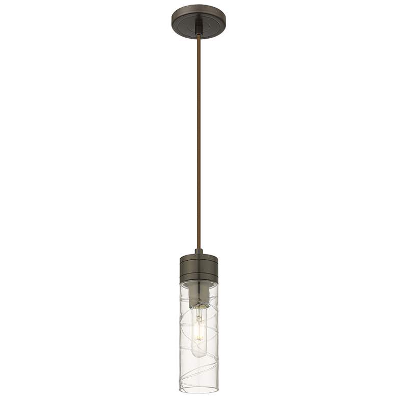 Image 1 Ballston Boreas 3" Cord Mini Pendant Polished Nickel -11"H Striped White