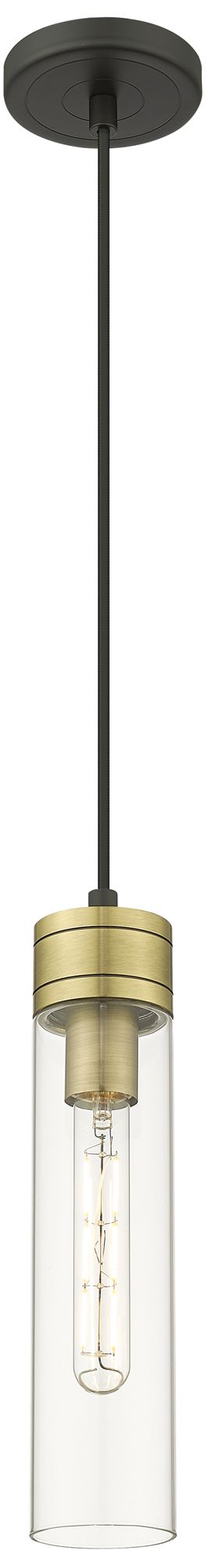 Ballston Boreas 3" Cord Hung Mini Pendant Brass w/ 8"H Striped Cl