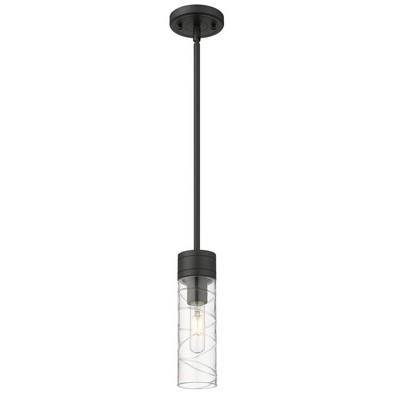 Image 1 Ballston Boreas 3" Stem Hung Mini Pendant Antique Brass- 8"H Striped White