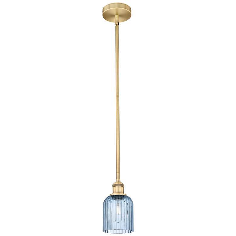 Image 1 Ballston Boreas 3" Stem Hung Mini Pendant Antique Brass w/ 11"H Smoke