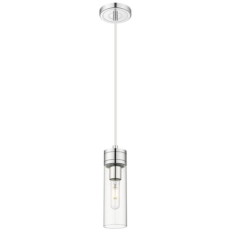 Image 1 Ballston Boreas 3" Stem Hung Mini Pendant Antique Brass w/ 8"H Clear Shade