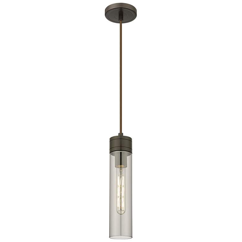 Image 1 Ballston Boreas 3" Stem Hung Mini Pendant Antique Copper w/ 8"H White Shade