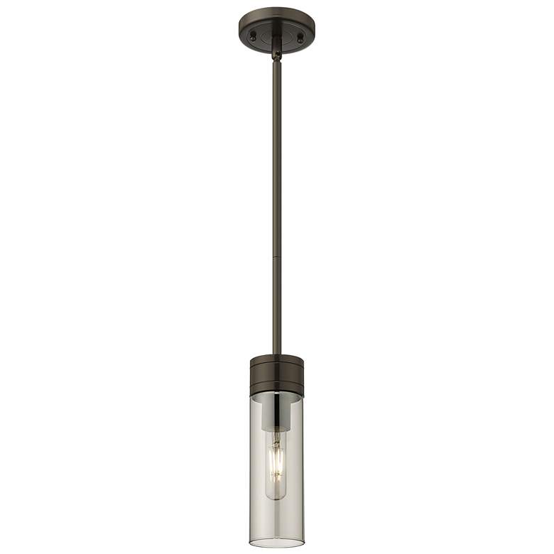Image 1 Ballston Boreas 3" Stem Hung Mini Pendant Black Brass - 11"H Striped White