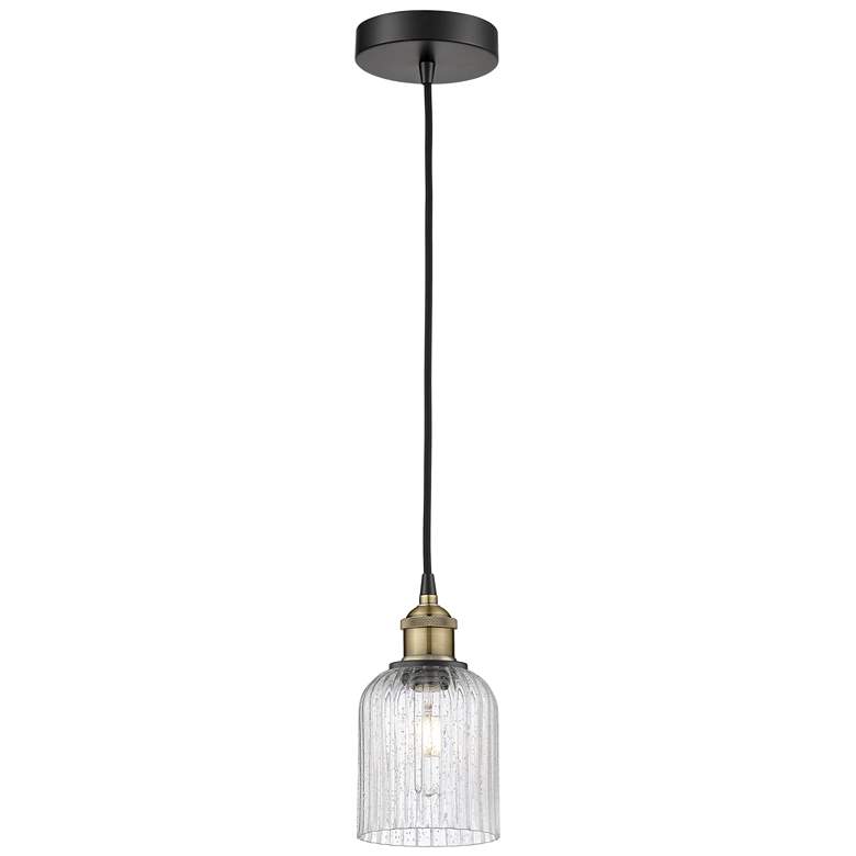 Image 1 Ballston Boreas 3" Stem Hung Mini Pendant Black Brass w/ 11"H Smoke Shade