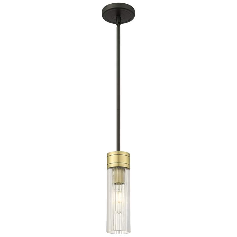Image 1 Ballston Boreas 3" Stem Hung Mini Pendant Black Brass w/ 8"H Clear Shade