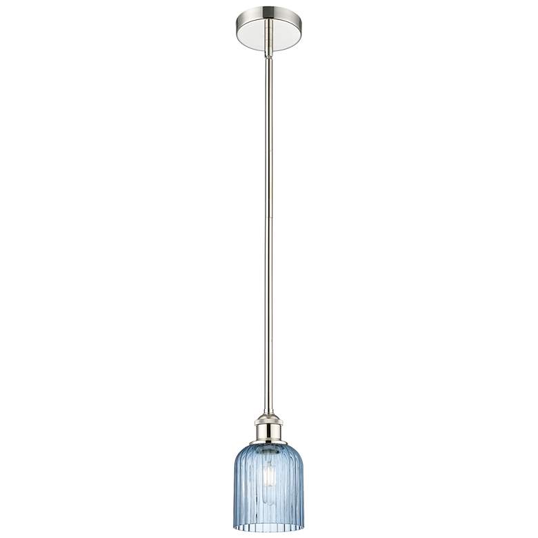Image 1 Ballston Boreas 3" Stem Hung Mini Pendant Black Brass w/ 8"H Striped White