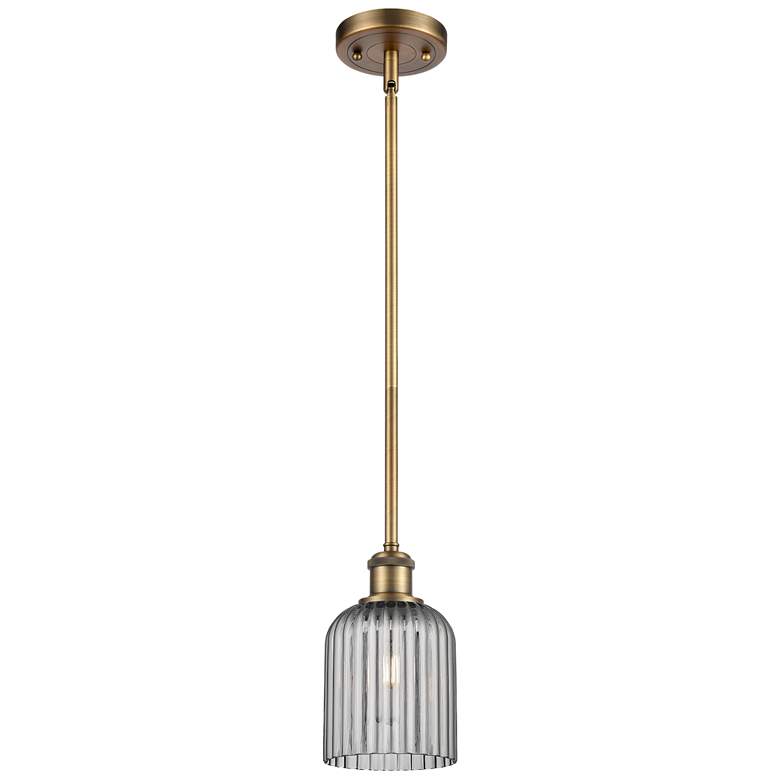 Image 1 Ballston Boreas 3" Stem Hung Mini Pendant Black w/ 11"H Deco Swirl Shade