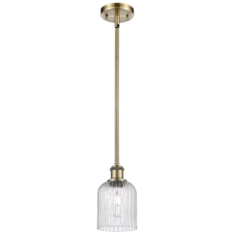 Image 1 Ballston Boreas 3" Stem Hung Mini Pendant Black w/ 8"H Deco Swirl Shade