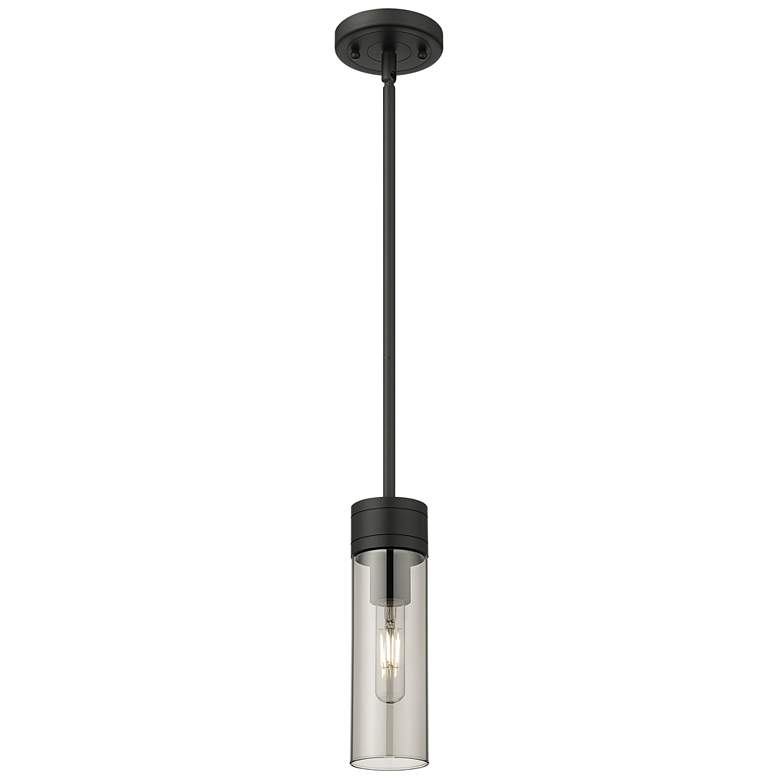Image 1 Ballston Boreas 3" Stem Hung Mini Pendant Black w/ 8"H Light Smoke Shade