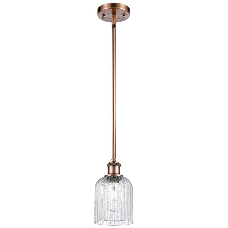 Image 1 Ballston Boreas 3" Stem Hung Mini Pendant Brass w/ 8"H Deco Swirl Shade