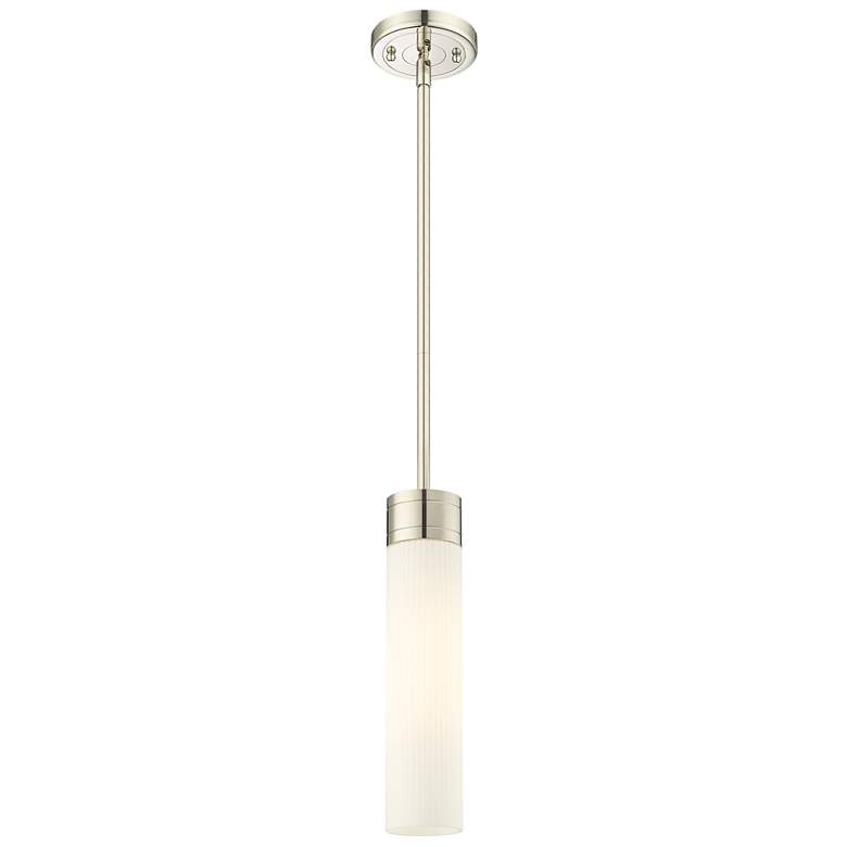 Image 1 Ballston Boreas 3" Stem Hung Mini Pendant Brass w/ 8"H Light Smoke Shade
