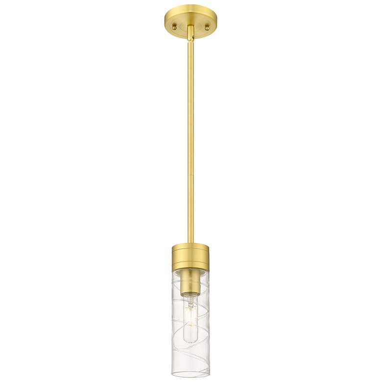 Image 1 Ballston Boreas 3" Stem Hung Mini Pendant Bronze w/ 11"H Deco Swirl Shade